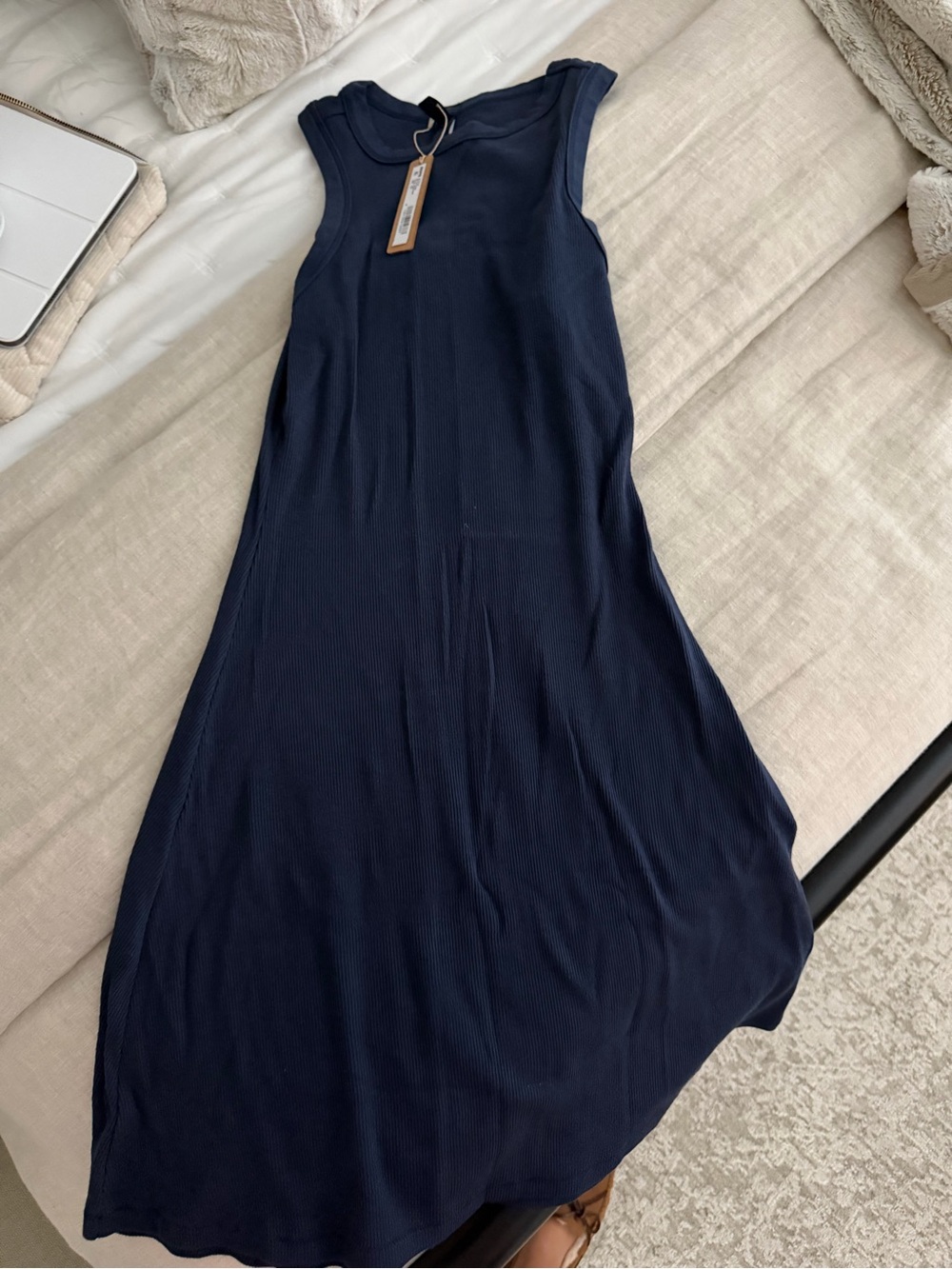 SKIMS Navy Ribbed Sleeveless Maxi Dress